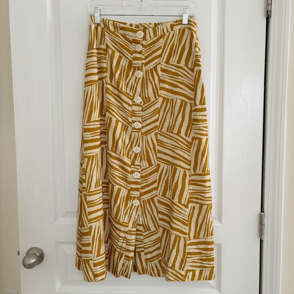 Lost + Wander Skirt Vintage Vacay Linen Maxi Orange White Geometric - Picture 1 of 8